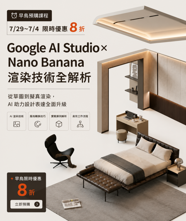 Google Ai Studio x NanoBanana Ai渲染課程早鳥8折!