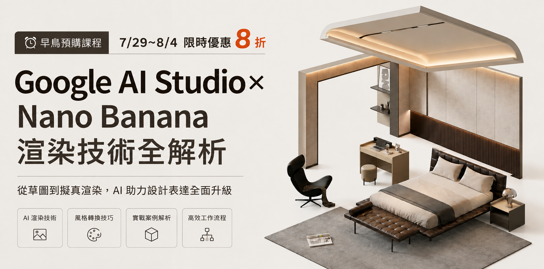 Google Ai Studio x NanoBanana Ai渲染課程早鳥8折!